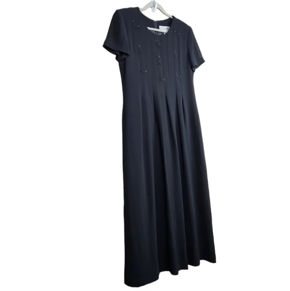 Jessica Howard Vintage Butterfly Embroidery Black Dress Women's Size 10